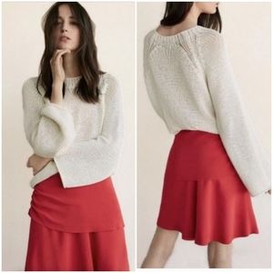 MASSIMO DUTTI Red Layered Ruffled Ruched Skirt